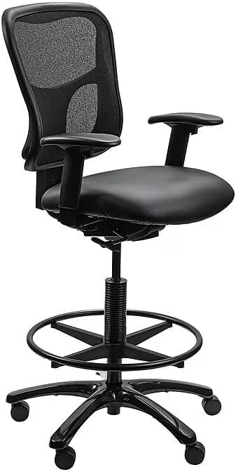 Tempur-Pedic TP8200C Vinyl Drafting Stool with Backrest and Footrest with Lumbar Support, with Tempur Material, Cooling Gel Layer, Black Vinyl