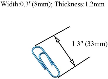 HAHIYO Paper Clips Large 1.3 inches (33mm) Length Blue Paperclips Vinyl Coated Prevent Scratching Tearing The Pages Sturdy for Bookmark Organize Home Office School 120 Pack