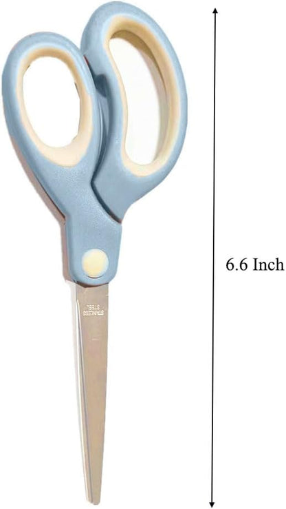 Pastel Non-Stick Scissors - All Purpose Stainless Steel Craft Shears With Soft Grip, Blunt Tip for Fabric, Kids, Office, Home, School - Left & Right Handed (1 Pack, Light Blue)