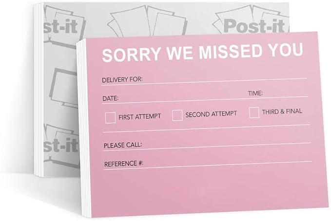 Light Red Missed Connections - Post-it Notes - 6 Pads of 50 Sheets - Printed in The USA
