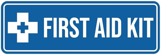 Standard First Aid Kit Sign (Blue) - Small (2 Pack)