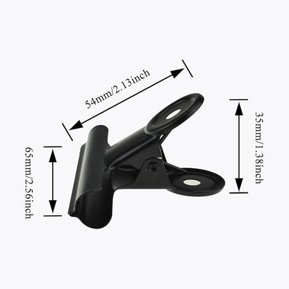 HAHIYO 2.5inch Black Bulldog Clips Metal File Hinge Binder Clips Clamps Save Space Strong Spring Jaws Rock Solid Grip Book Lay Flat Deburred Edge for Hang Photos Wall Grid Dog Food 9PCS