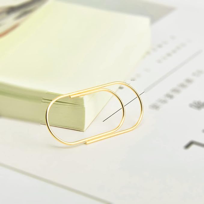 Gold Jumbo Big Paper Clips, 20pcs Oversized Gold Paperclips 50mm/2 inch Non Skid Smooth Finish Steel Wire Office Supply Accessories