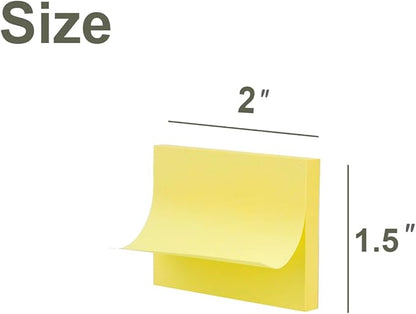 (50 Pads) Sticky Notes 1.5x2, Sticky Pads, Recyclable, Self-Stick Pads, Easy to Post for Home, Office, Notebook (yeelow)