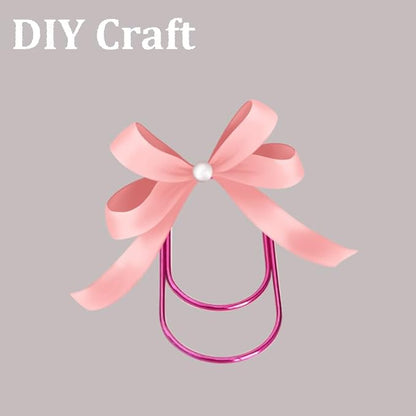 Rose-red Large Paper Clips, 50pcs of Durable and Rustproof Coated Planner Jumbo Paperclips Great for Office Supplies Wedding Invitation Card Bookmarks