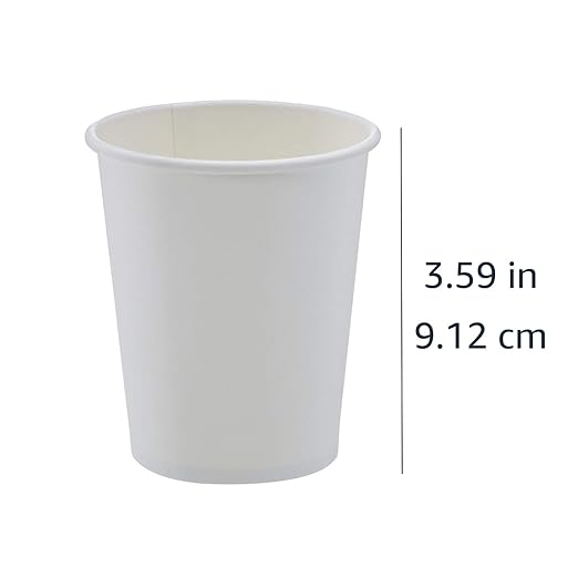 Amazon Basics Compostable Coffee Cups, 8 Ounces, Paper, 1000 Count (Pack of 1), White