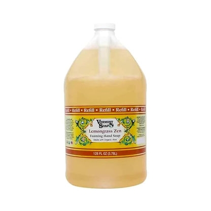 VERMONT SOAP Organics Foaming Hand Soap, Liquid Soap with Pre-diluted Formula - Ready to Use Lemongrass Hand Soap With Convenient and Economical Gallon Refill Size