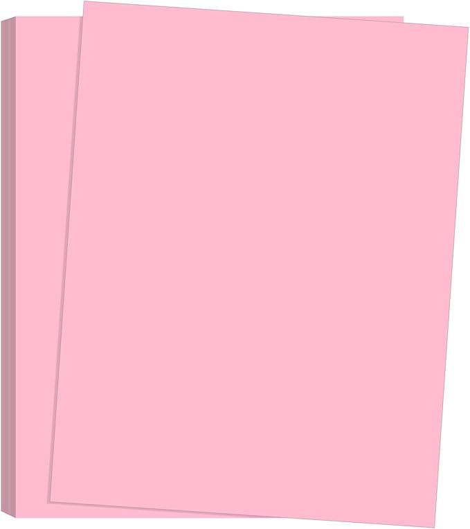 NextDayLabels Color Cardstock Paper - 50 Sheets - 8-1/2" x 11" - Pastel Pink 67 lb (147 gsm) - Thick Colored Paper for Crafting, Invitations, Posters, Flyers, and DIY Projects - Made in USA