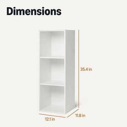 Amazon Basics 3-Cube Bookcase Compatible with Fabric Storage Cube Organizers, White