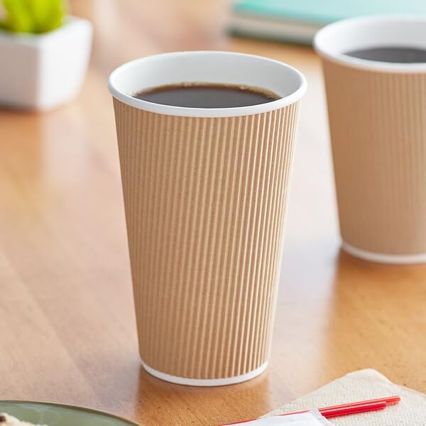 Ripple Paper Cups 16 oz 500 Pack for Coffee & Tea Made in USA | Bulk 500 Count for Home, Office, Restaurants & Coffee Shops | Recyclable, Insulated, & Disposable 16 Ounce To-Go Cups for Hot Beverages