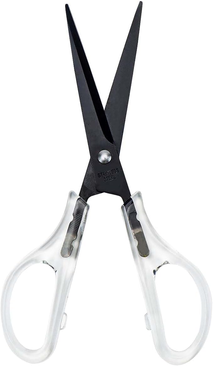 AxeWoodz Black Scissors 6.5 Inch Office Scissors Craft Scissor Stainless Steel Blade with Clear Acrylic Handle All Purpose Shears