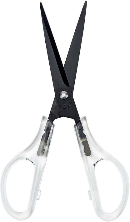 AxeWoodz Black Scissors 6.5 Inch Office Scissors Craft Scissor Stainless Steel Blade with Clear Acrylic Handle All Purpose Shears