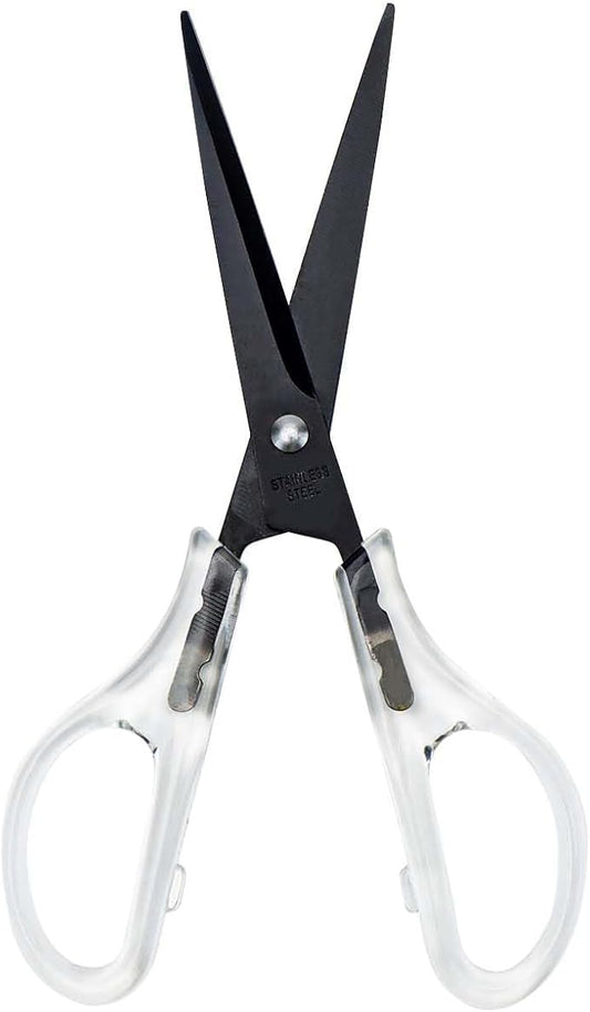 AxeWoodz Black Scissors 6.5 Inch Office Scissors Craft Scissor Stainless Steel Blade with Clear Acrylic Handle All Purpose Shears