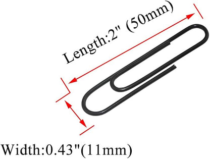 HAHIYO Paper Clips Large 2 inches (50mm) Length Black Paperclips Vinyl Coated Prevent Scratching Tearing The Pages Sturdy for Bookmark Organize Home Office School 80 Pack