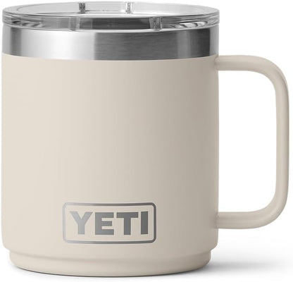 YETI Rambler 10 oz Ceramic Lined Stackable Mug, Vacuum Insulated, Stainless Steel with MagSlider Lid, Cape Taupe
