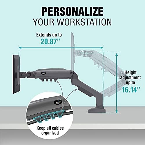 ELG Full Motion Swivel Single Monitor Desk Mount Stand: Empower Your Workspace with Unmatched Flexibility for 17” to 35'' Displays (4.4lbs to 19.8lbs Load) - F80N Model in Striking Black