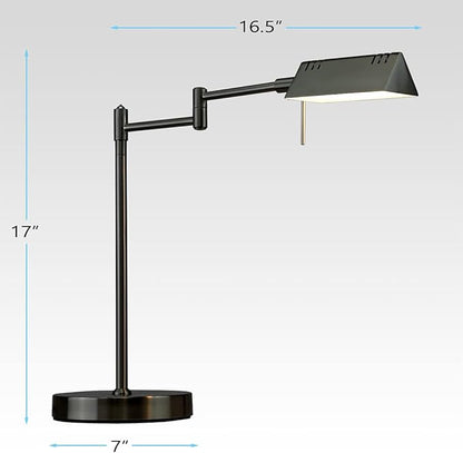O'Bright LED Pharmacy Table Lamp, Full Range Dimming, 12W LED, 360 Degree Swing Arms, Desk, Reading, Craft, Work Lamp, ETL Tested, Black