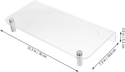 Acrylic Monitor Stand with Metal Legs Computer Desk Shelf Organizer for Office Workspace Stylish Desktop Riser for Laptop and Accessories Storage