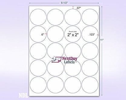 NextDayLabels - 8-1/2 x 11 Neon Color High Light Fluorescent Labels for Laser & Inkjet Printer (Green Fluorescent, 2" Round - 20 Per Page | 2000 Labels)