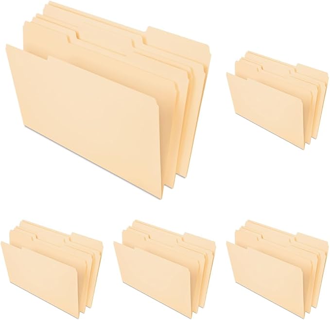 Pendaflex Manila Legal Size File Folders - 1/3-Cut Tabs in Left, Center, Right Positions for Easy Labeling - Manila Folders Ideal for Office, Home Office & Filing Cabinets, 100 Folder(Pack of 5)