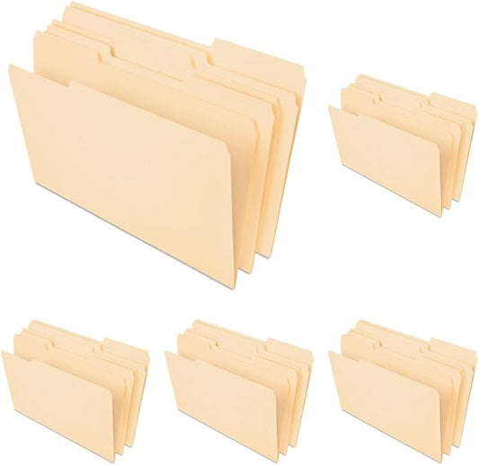 Pendaflex Manila Legal Size File Folders - 1/3-Cut Tabs in Left, Center, Right Positions for Easy Labeling - Manila Folders Ideal for Office, Home Office & Filing Cabinets, 100 Folder(Pack of 5)