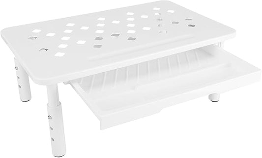 Bewinner Computer Monitor Stand Riser, Desk Organizers and Accessories with Drawer, Office Desk Accessories Metal Printer Laptop Stand20KG Bearing (White)