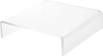 Plymor Clear Acrylic Short Square Display Riser, 2" H x 8" W x 8" D (1/4" thick), Pack of 3