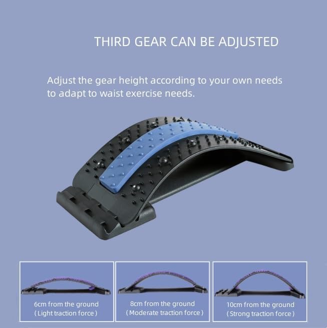 Lumbar Arc Shaped Traction Massager, Household Magnetic Therapy Back/Cervical/Lumbar Stretch Corrector, Back Relaxation&Pain Relief (Color : Black+Purple, Size : 38.5 * 16.8cm)