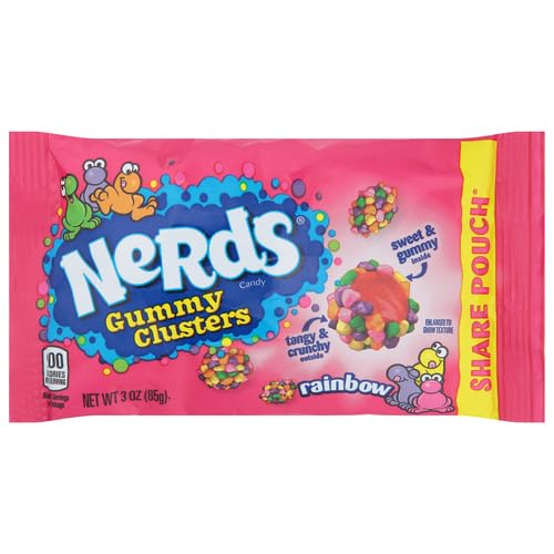 Nerds Gummy Clusters Candy, Rainbow, Springtime Easter Candy, 3 Ounce Pouches (Pack of 24)