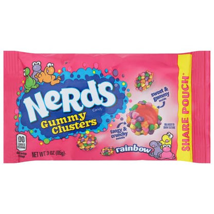 Nerds Gummy Clusters Candy, Rainbow, Springtime Easter Candy, 3 Ounce Pouches (Pack of 24)