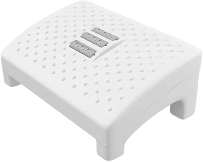 Milisten White Plastic Foot Stool with Massage Rollers Non-Slip Ergonomic Foot Rest for Under Desk Use Office and Home Support