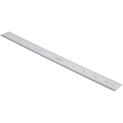 SPI 14-456-8 Rigid Steel Rule: English/Metric Graduation, 1" Wide x 12 inches (300 mm)