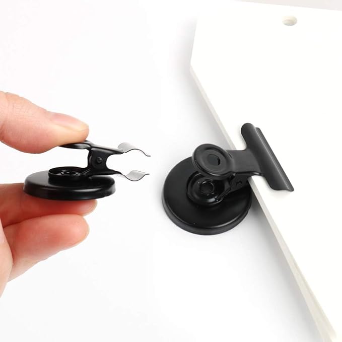 VNDUEEY 90 Pack Black Magnetic Clips Fridge Magnets Refrigerator Magnet, Whiteboard Magnets Magnet Clips for Locker, Clip Magnets for Home, School, Office, Teaching