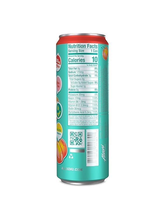 Juicy Peach Energy Drinks | (Pack Of 15) | Sugar Free, Low Calorie Energy Drinks | 200mg Caffeine | Zero Sugar | 10 Calories | 12 Fl Oz Cans - By The Munchie Mix