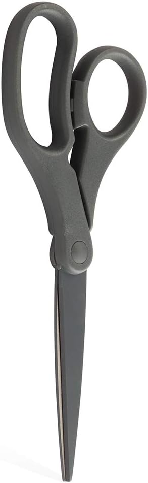 JAM PAPER Multi-Purpose Precision Scissors - 8 Inch - Grey - Ergonomic Handle & Stainless Steel Blades - Sold Individually