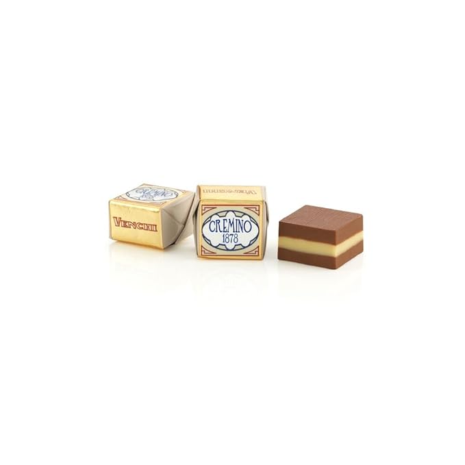 Venchi Cremino Classic 1878 Chocolate 24-Piece Elegant Gift Box - Smooth White Chocolate with Cream Almond Paste between layers of Milk Gianduja & Piedmont Hazelnuts - Preservative & Gluten Free