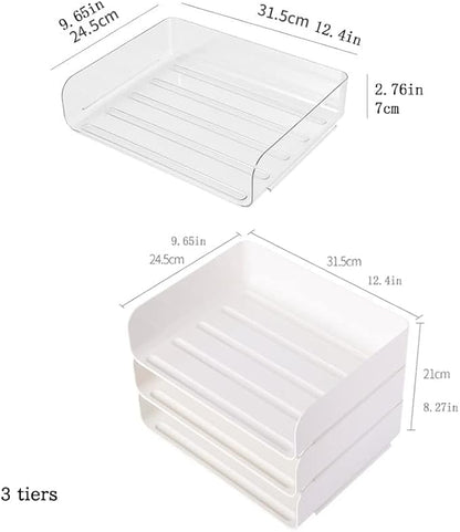 3 Tiers Stackable A4 Paper Trays, Office Desk File Holder, Tidy File Document Letter Book Paper Organizer (3 Tiers,White)