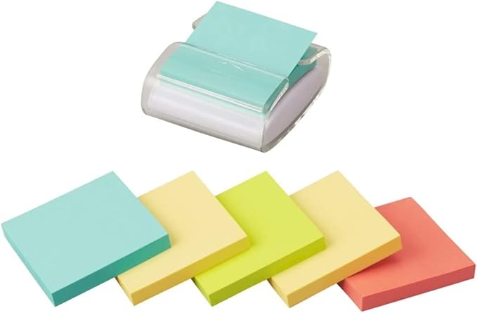 3M 654-5SSPOP-AP Post-it Strong Adhesive Sticky Notes, Pop-up Notebook, Refill, Multicolor, 4 Colors, Pack of 5