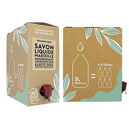 Compagnie de Provence Savon de Marseille Nourishing Liquid Soap, Karite (Shea Butter), 101.4 Fl Oz Eco Refill
