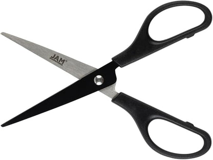 JAM PAPER Multi Purpose Scissors Set - Black - Assorted Sizes - Ergonomic Handle & Stainless Steel Pointed Tip Blades - 3/Pack