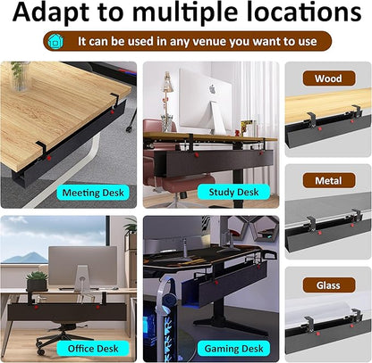 48" Gaming Under Desk Cable Management Tray, Black No Drill Cord Organizer for PC Setup, Large Anti - Sag Wire Hider, Stealth Cable Management Net for Battlestation (Black, 47.8") | Racks Cabinets - TrueDesk