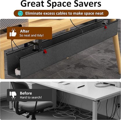 48" Gaming Under Desk Cable Management Tray, Black No Drill Cord Organizer for PC Setup, Large Anti - Sag Wire Hider, Stealth Cable Management Net for Battlestation (Black, 47.8") | Racks Cabinets - TrueDesk