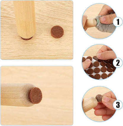 48 Pcs Brown Felt Cabinet Door Pads, 1/2 Inches Diameter Self Adhesive Felt Bumpers for Furniture Kitchen Cabinet Doors Floor Drawers Cupboards | Furniture Pads - TrueDesk