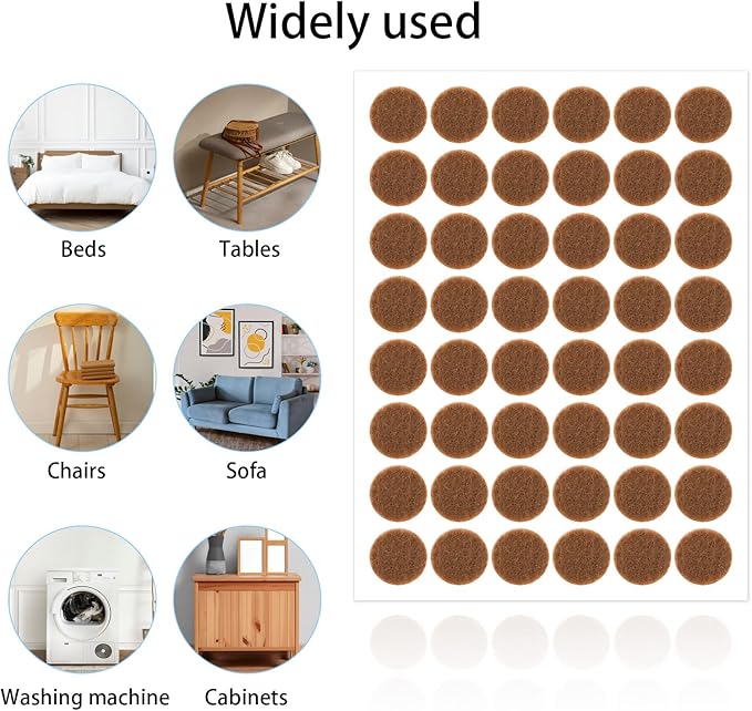48 Pcs Brown Felt Cabinet Door Pads, 1/2 Inches Diameter Self Adhesive Felt Bumpers for Furniture Kitchen Cabinet Doors Floor Drawers Cupboards | Furniture Pads - TrueDesk
