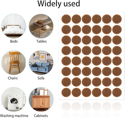48 Pcs Brown Felt Cabinet Door Pads, 1/2 Inches Diameter Self Adhesive Felt Bumpers for Furniture Kitchen Cabinet Doors Floor Drawers Cupboards | Furniture Pads - TrueDesk