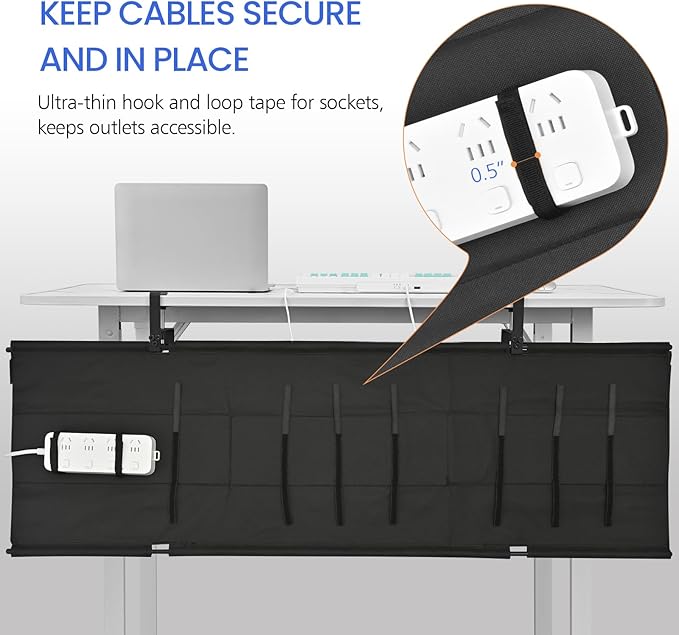 48" Under Desk Cable Management Tray - Clamp/Screw Mount Desk Cable Organizer Cable Tray Hiders for Office&Home | Racks Cabinets - TrueDesk