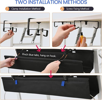 48" Under Desk Cable Management Tray - Clamp/Screw Mount Desk Cable Organizer Cable Tray Hiders for Office&Home | Racks Cabinets - TrueDesk
