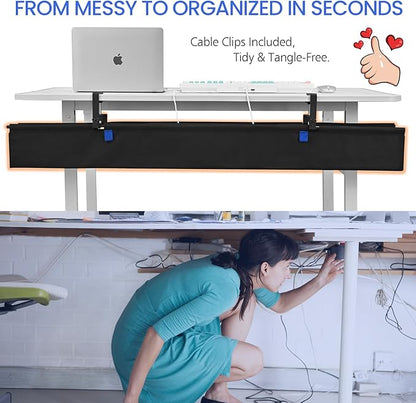 48" Under Desk Cable Management Tray - Clamp/Screw Mount Desk Cable Organizer Cable Tray Hiders for Office&Home | Racks Cabinets - TrueDesk