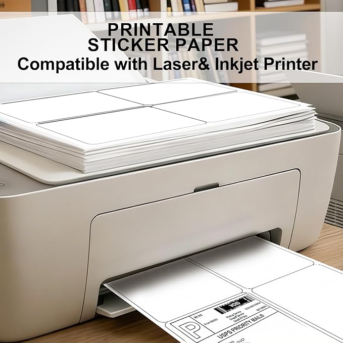 4"x5" Shipping Address Labels, Matte White Printable Labels, 160 Total (40 Sheets, 4 - Up), Compatible with Laser & Inkjet Printers for Packaging & Mailing | Laser Inkjet Printer Labels - TrueDesk