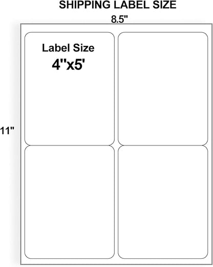 4"x5" Shipping Address Labels, Matte White Printable Labels, 1920 Total (480 Sheets, 4 - Up), Compatible with Laser & Inkjet Printers for Packaging & Mailing | Laser Inkjet Printer Labels - TrueDesk